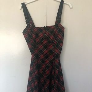 Hot Topic plaid dress with leather trim